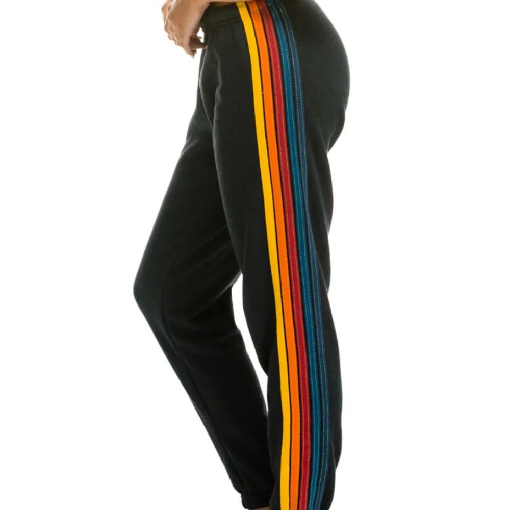 Aviator Nation 5 stripe sweatpants, Size medium, Charcoal
